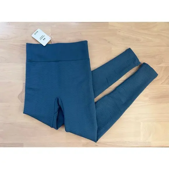 NWT Wolford The Wellness Leggings Gym Workout High Waisted Lake Dusty Blue XS - Picture 3 of 4